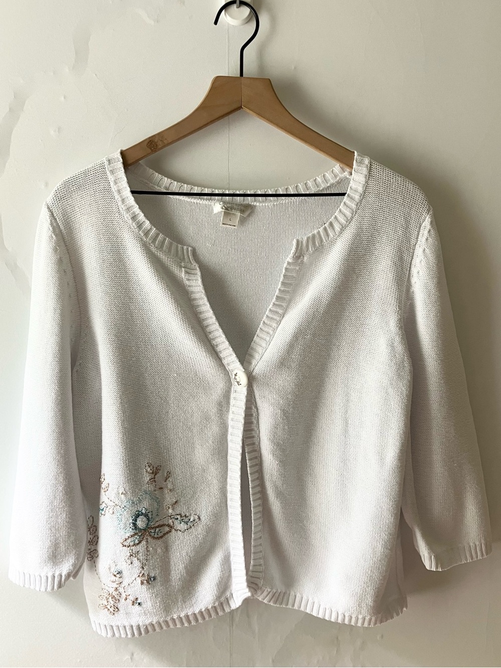 CHRISTOPHER & BANKS Beaded & Embroidered Single Button Cardigan**